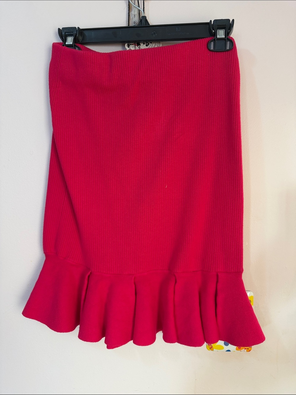 Express Red/Pink Ruffle-Hem Mini Skirt - Picture 2 of 3